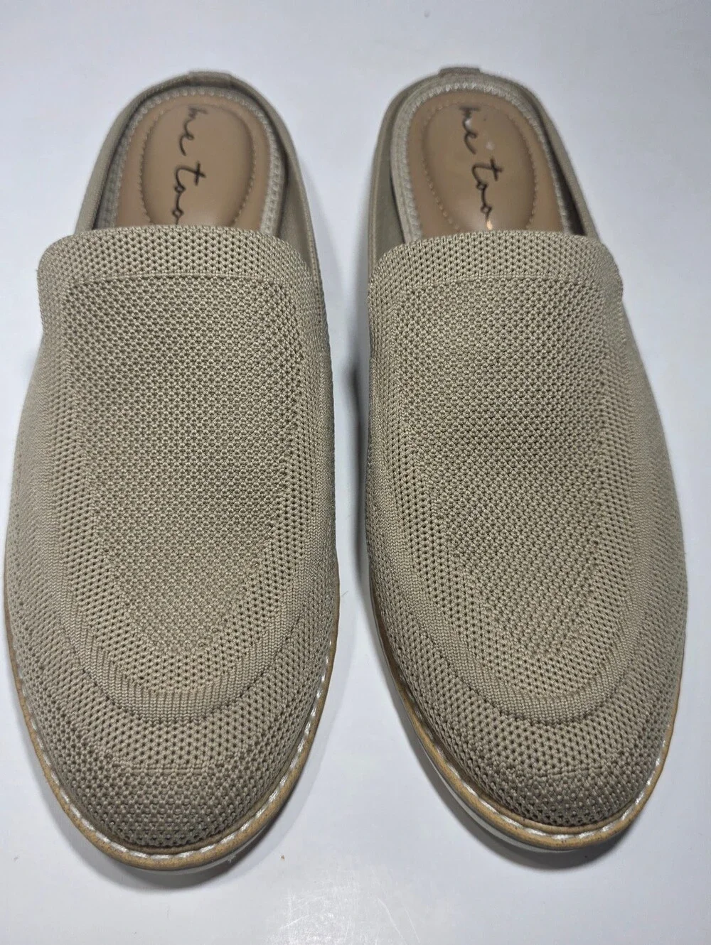 Me Too Women's Taupe Knit Slip On Loafers Flats Size 7.5M Comfort